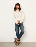 Pure Cotton Broderie High Neck Blouse