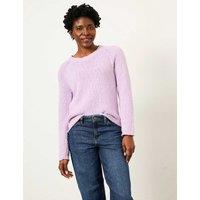 FatFace Pure Cotton Crew Neck Slub Jumper Lilac