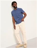 FatFace Cotton Rich Ribbed Polo Shirt Dark Blue Denim