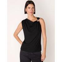Whistles Jersey Ring Detail Vest Black