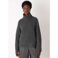 Whistles Wool Blend Textured Roll Neck Jumper Dark Grey