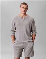 Calvin Klein Cotton Rich Waffle Henley Pyjama Top Blue