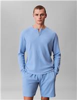 Cotton Rich Waffle Henley Pyjama Top