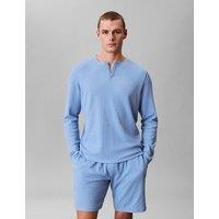 Calvin Klein Cotton Rich Waffle Henley Pyjama Top Blue