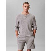 Calvin Klein Cotton Rich Waffle Henley Pyjama Top Grey