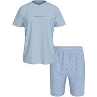 Calvin Klein Icon Cotton Rich Pyjama Set Blue Mix