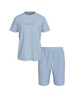 Calvin Klein Icon Cotton Rich Pyjama Set Blue Mix
