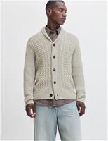 JACK & JONES Cable Shawl Neck Cardigan Black