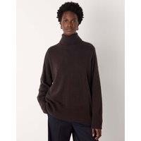 Whistles Pure Cashmere Roll Neck Jumper Brown