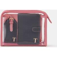 ACCESSORIZE Initial Passport Holder & Luggage Tag Set Navy