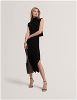 Wool Blend 2 In 1 Rib Knit Mini Dress