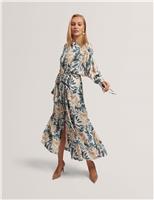 Ted Baker Floral Tie Detail Maxi Shirt Dress Cream