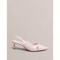 HOBBS Leather Kitten Heel Slingback Shoes Pink