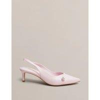 HOBBS Leather Kitten Heel Slingback Shoes Pink