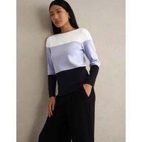 HOBBS Colour Block Crew Neck Jumper Blue Mix