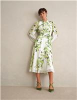 HOBBS Silk Floral Knee Length Shift Dress White Mix