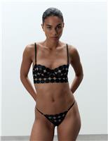 Lia Mesh Satin Polka Dot Thong