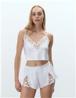 Leonora Satin Embroidery Cami Shortie Set
