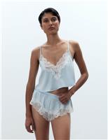 Isabella Satin Lace Trim Cami Shortie Set