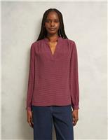 HOBBS Geometric V-Neck Blouse Cream Mix