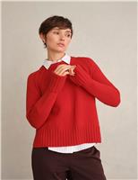 Pure Cotton Textured Crew Neck Jumper