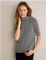 Cotton Blend Polka Dot High Neck Top