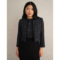 HOBBS Cropped Tailored Jacket with Wool Black