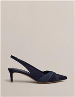 HOBBS Suede Kitten Heel Slingback Shoes Blue