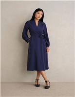 V-Neck Midi Wrap Dress