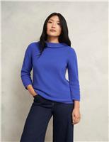 Pure Cotton Textured Roll Neck Jumper