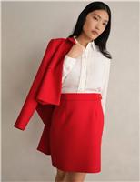HOBBS Wool Blend Mini A-Line Skirt Red