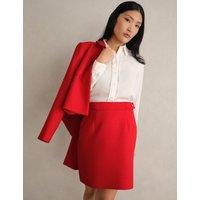 HOBBS Wool Blend Mini A-Line Skirt Red
