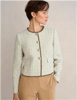 HOBBS Cotton Rich Tweed Cropped Jacket Brown