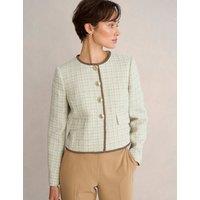 HOBBS Cotton Rich Tweed Cropped Jacket Brown
