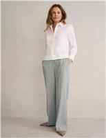HOBBS Puppytooth Mid Rise Wide Leg Trousers Beige Mix