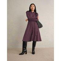 HOBBS Jersey Geometric V-Neck Midi Shirt Dress Blue Mix