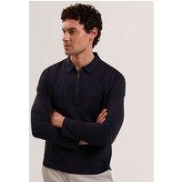 Ted Baker Pure Cotton Half Zip Sweatshirt Navy