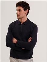 Ted Baker Pure Cotton Half Zip Sweatshirt Navy