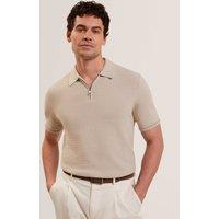 Ted Baker Pure Cotton Half Zip Deckers Polo Shirt Cream