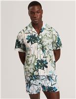 Ted Baker Regular Fit Pure Cotton Short Sleeve Shirt White Mix