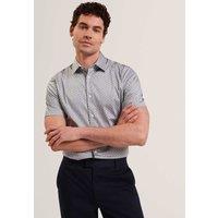 Ted Baker Regular Fit Cotton Rich Short Sleeve Cambay Shirt Blue Mix