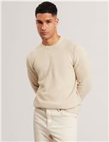 Ted Baker Cotton Blend Textured Crew Neck Jumper Natural