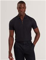 Ted Baker Pure Cotton Half Zip Polo Shirt Navy