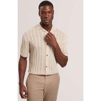 Ted Baker Relaxed Fit Linen Blend Short Sleeve Edio Shirt Cream