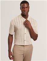 Ted Baker Relaxed Fit Linen Blend Short Sleeve Edio Shirt Cream