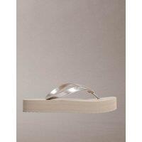 Calvin Klein Aysha Metallic Flatform Flip Flops Taupe