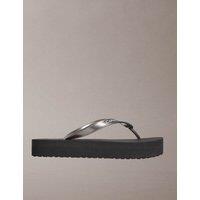 Calvin Klein Aysha Metallic Flatform Flip Flops Black
