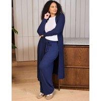 Live Unlimited London Supersoft Ribbed Longline Cardigan Navy