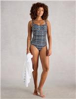 Splash Control Printed Ruched Swimsuit