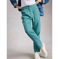 White Stuff Pure Linen Tapered Ankle Grazer Trousers Teal